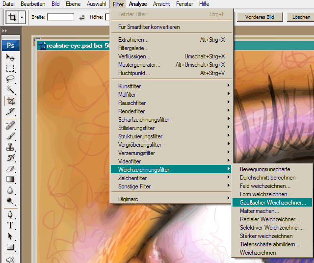 Adobe Photoshop Filter: Gaußscher Weichzeichner